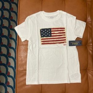 NWT polo ralph lauren t-shirt with american flag (size 7)